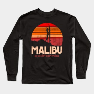 Malibu california surf beach girl sunset Long Sleeve T-Shirt